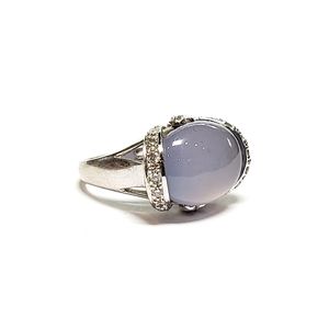 14K Chalcedony Diamond Ring John C Rinker White